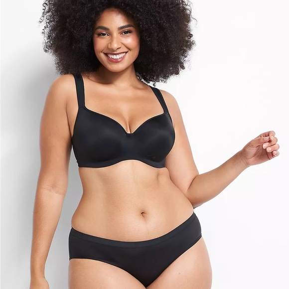 Cacique NEW Smooth Lightly Lined Balconette Bra Black Size 52DDD 52F Sexy - Picture 3 of 7